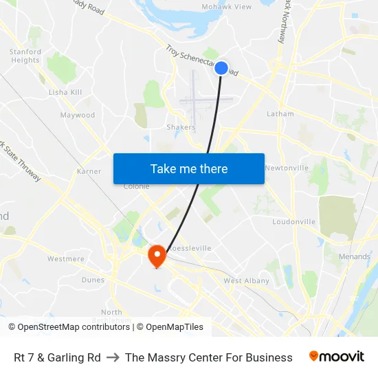 Rt 7 & Garling Rd to The Massry Center For Business map