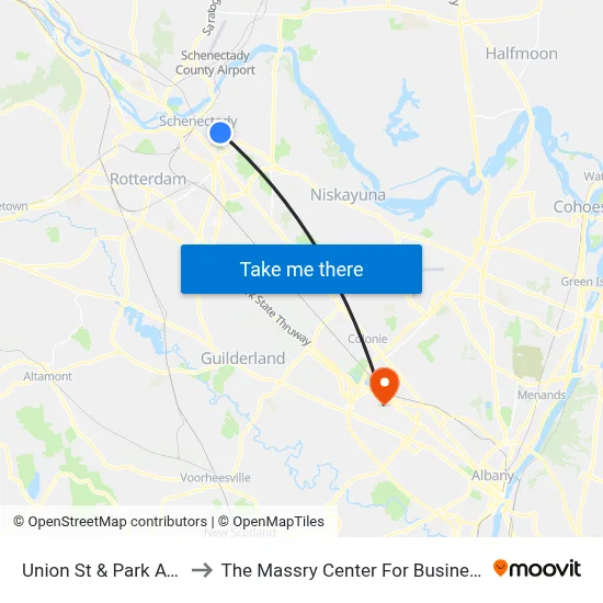 Union St & Park Ave to The Massry Center For Business map