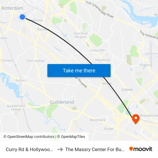 Curry Rd & Hollywood Ave to The Massry Center For Business map