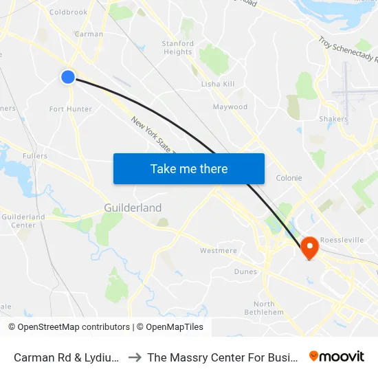 Carman Rd & Lydius St to The Massry Center For Business map