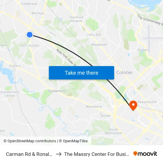 Carman Rd & Ronald Pl to The Massry Center For Business map