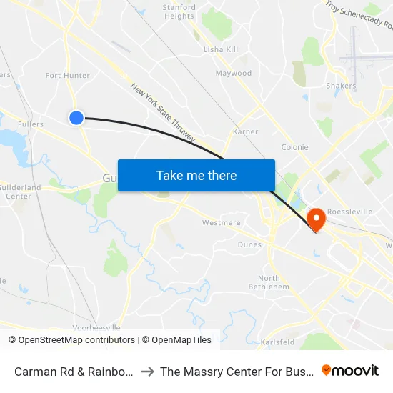 Carman Rd & Rainbow Dr to The Massry Center For Business map