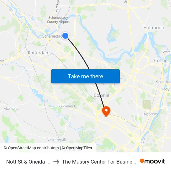 Nott St & Oneida St to The Massry Center For Business map