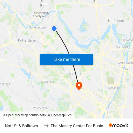 Nott St & Balltown Rd to The Massry Center For Business map