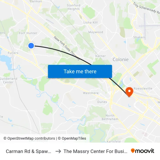 Carman Rd & Spawn Rd to The Massry Center For Business map