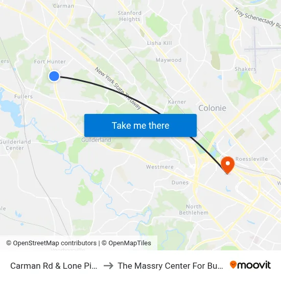 Carman Rd & Lone Pine Rd to The Massry Center For Business map