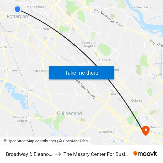 Broadway & Eleanor St to The Massry Center For Business map
