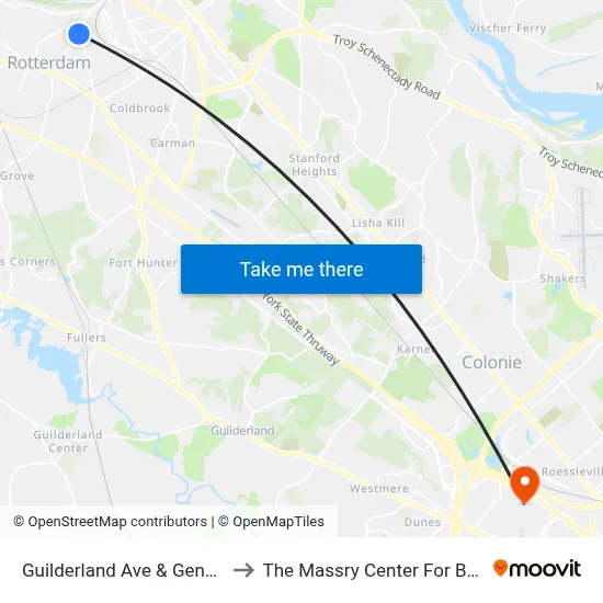 Guilderland Ave & Genesee St to The Massry Center For Business map