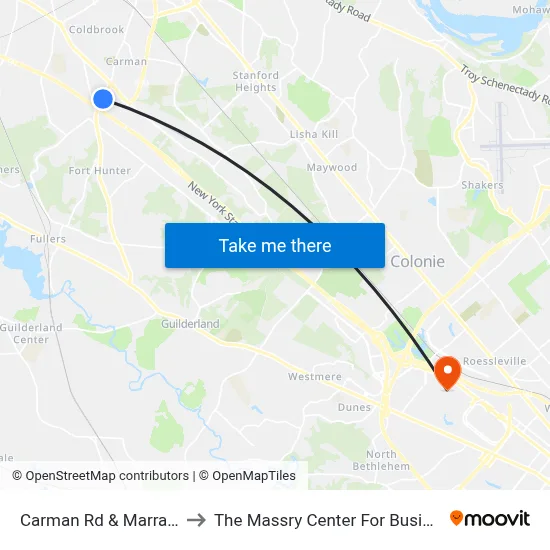 Carman Rd & Marra Ln to The Massry Center For Business map