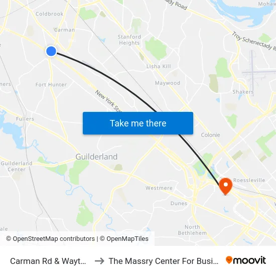 Carman Rd & Wayto Rd to The Massry Center For Business map