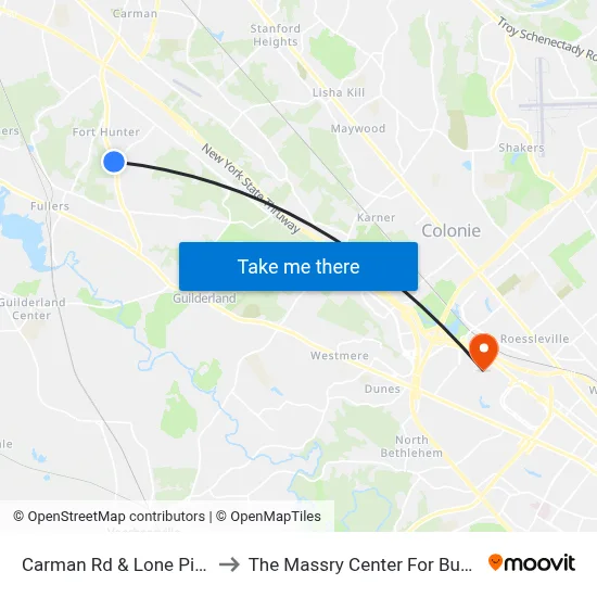Carman Rd & Lone Pine Dr to The Massry Center For Business map