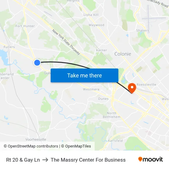 Rt 20 & Gay Ln to The Massry Center For Business map