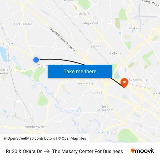 Rt 20 & Okara Dr to The Massry Center For Business map