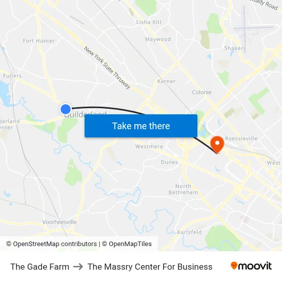 The Gade Farm to The Massry Center For Business map
