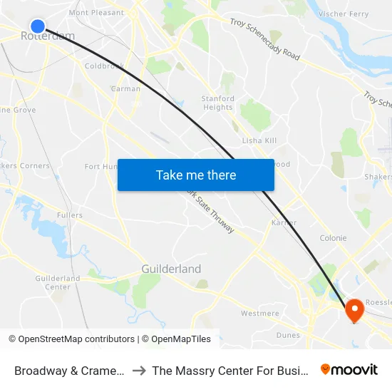 Broadway & Cramer St to The Massry Center For Business map
