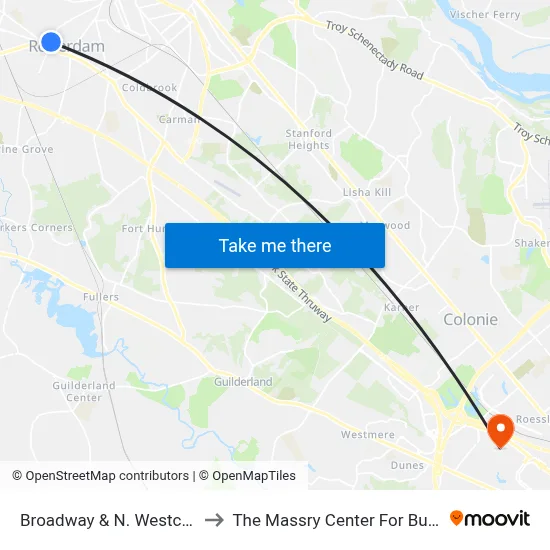 Broadway & N. Westcott Rd to The Massry Center For Business map