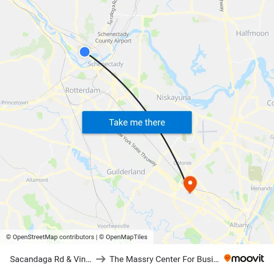 Sacandaga Rd & Vine St to The Massry Center For Business map