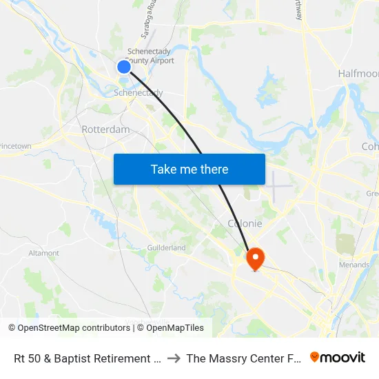 Rt 50 & Baptist Retirement Health Center to The Massry Center For Business map