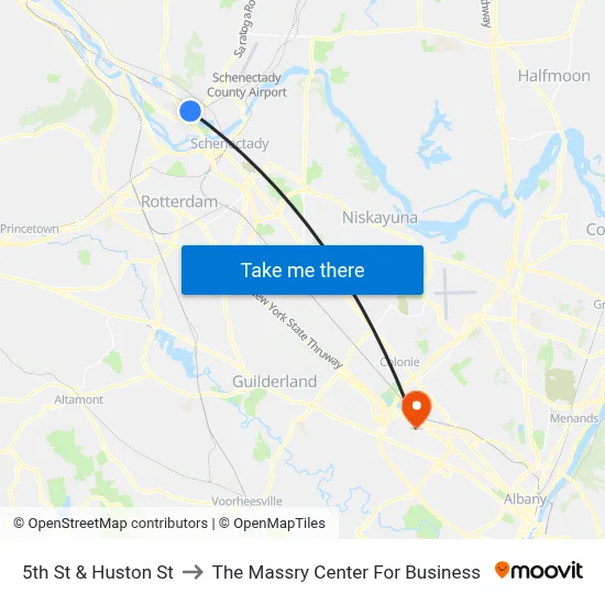 5th St & Huston St to The Massry Center For Business map