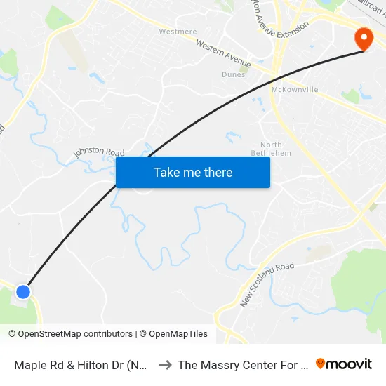 Maple Rd & Hilton Dr (Nature Bus) to The Massry Center For Business map