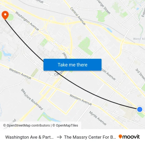 Washington Ave & Partridge St to The Massry Center For Business map