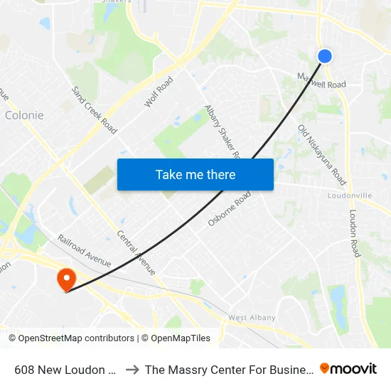 608 New Loudon Rd to The Massry Center For Business map