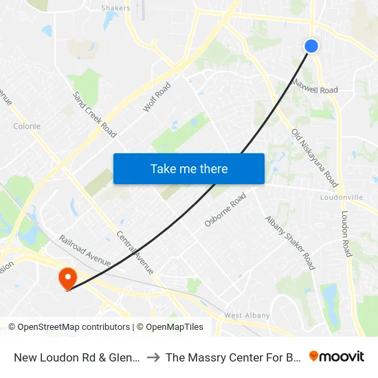 New Loudon Rd & Glennon Rd to The Massry Center For Business map