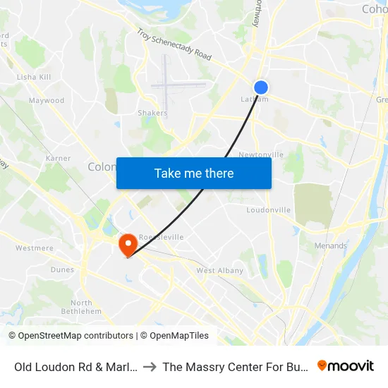 Old Loudon Rd & Marlyn Dr to The Massry Center For Business map
