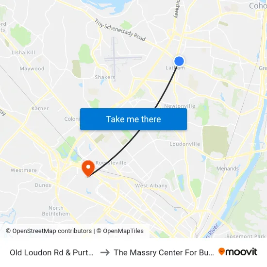 Old Loudon Rd & Purtell Ave to The Massry Center For Business map