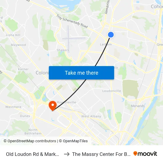 Old Loudon Rd & Market Bistro to The Massry Center For Business map