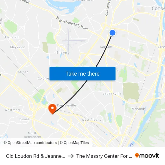 Old Loudon Rd & Jeanne Jugan Ln to The Massry Center For Business map