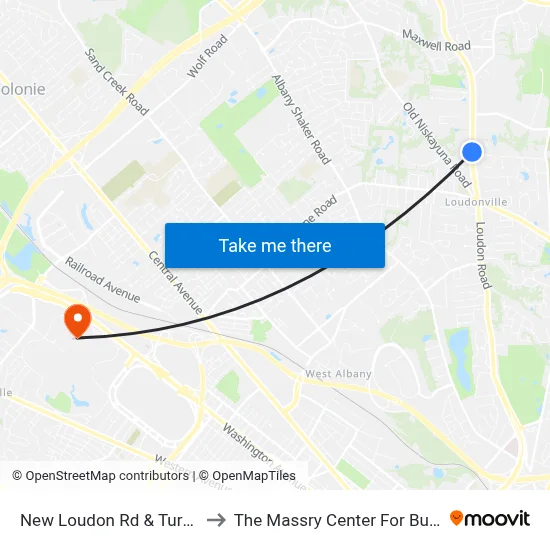 New Loudon Rd & Turner Ln to The Massry Center For Business map