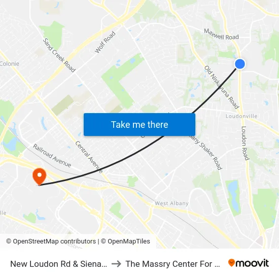 New Loudon Rd & Siena College to The Massry Center For Business map