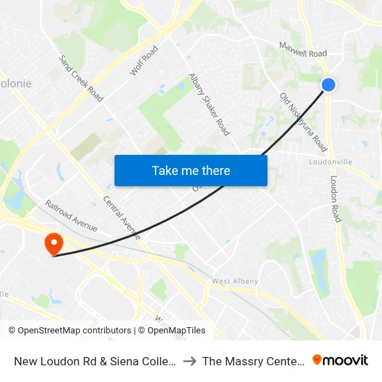New Loudon Rd & Siena College / Campus View Dr to The Massry Center For Business map