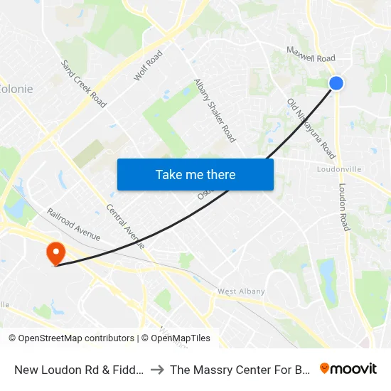 New Loudon Rd & Fiddlers Ln to The Massry Center For Business map