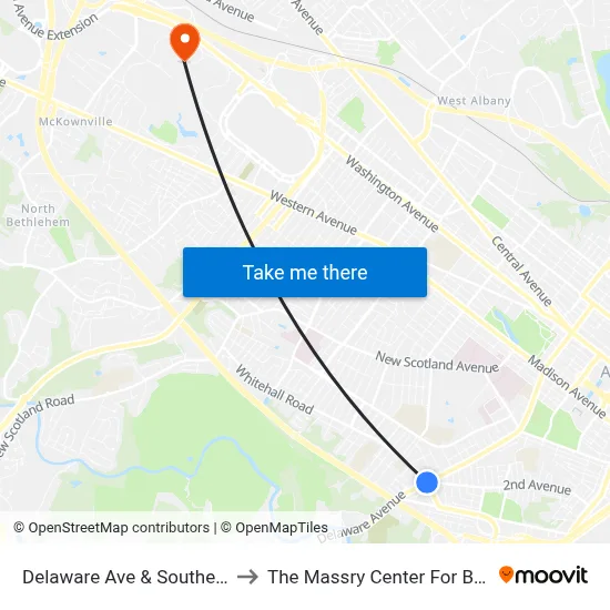 Delaware Ave & Southern Blvd to The Massry Center For Business map