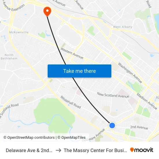 Delaware Ave & 2nd Ave to The Massry Center For Business map