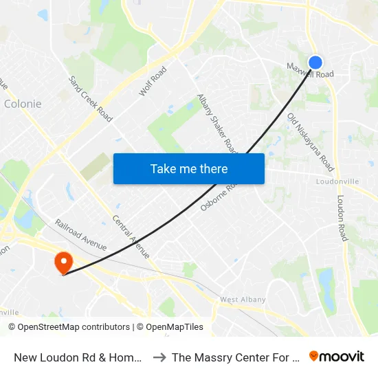 New Loudon Rd & Homestead Dr to The Massry Center For Business map