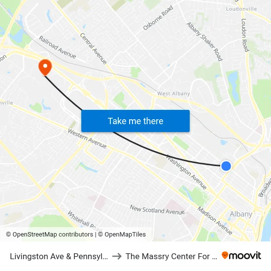 Livingston Ave & Pennsylvania Ave to The Massry Center For Business map