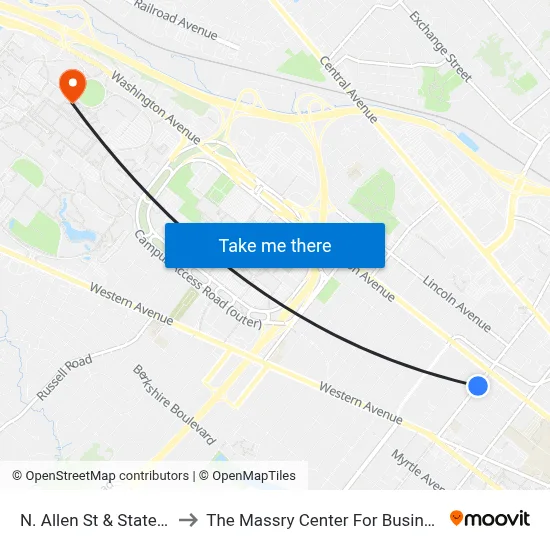 N. Allen St & State St to The Massry Center For Business map