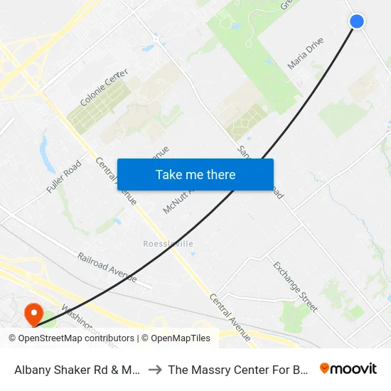 Albany Shaker Rd & Maria Dr to The Massry Center For Business map
