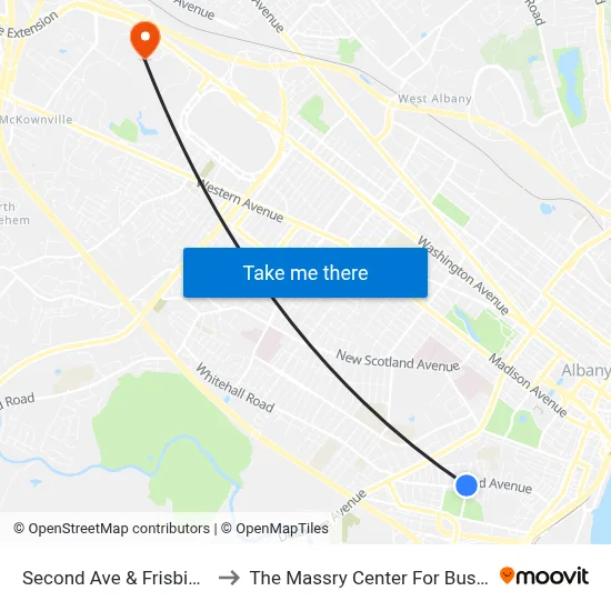 Second Ave & Frisbie Ave to The Massry Center For Business map