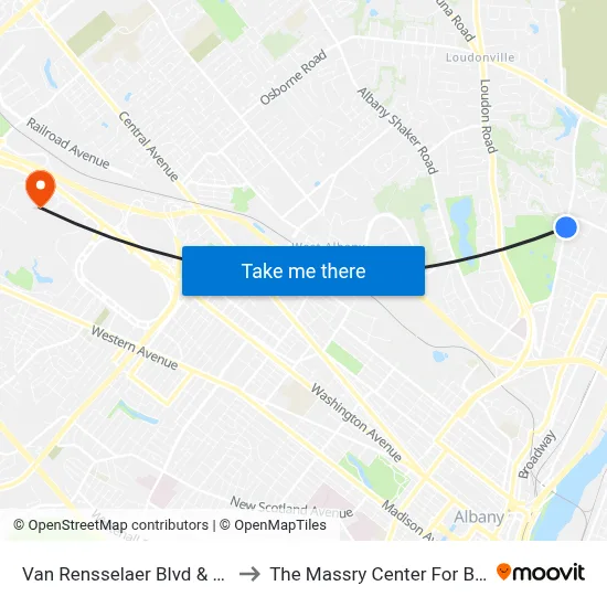 Van Rensselaer Blvd & Scott Dr to The Massry Center For Business map