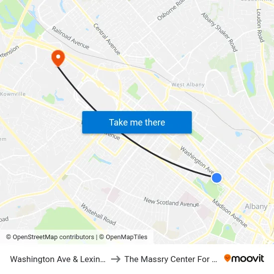 Washington Ave & Lexington Ave to The Massry Center For Business map