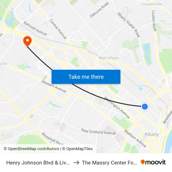 Henry Johnson Blvd & Livingston Ave to The Massry Center For Business map
