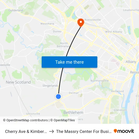 Cherry Ave & Kimberly Pl to The Massry Center For Business map