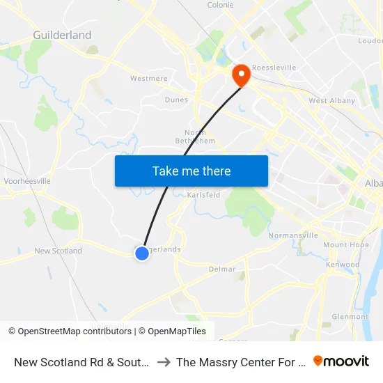 New Scotland Rd & Southwood Dr to The Massry Center For Business map