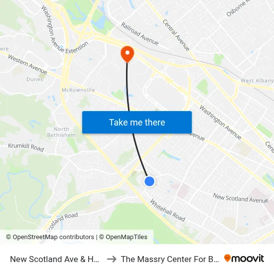 New Scotland Ave & Hurst Ave to The Massry Center For Business map