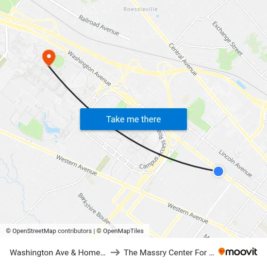 Washington Ave & Homestead Ave to The Massry Center For Business map