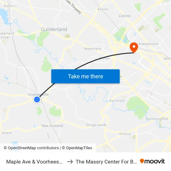 Maple Ave & Voorheesville Ave to The Massry Center For Business map